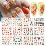 Halloween nail designs with pumpkin, witch, clown, and skull stickers, perfect for festive spooky season.