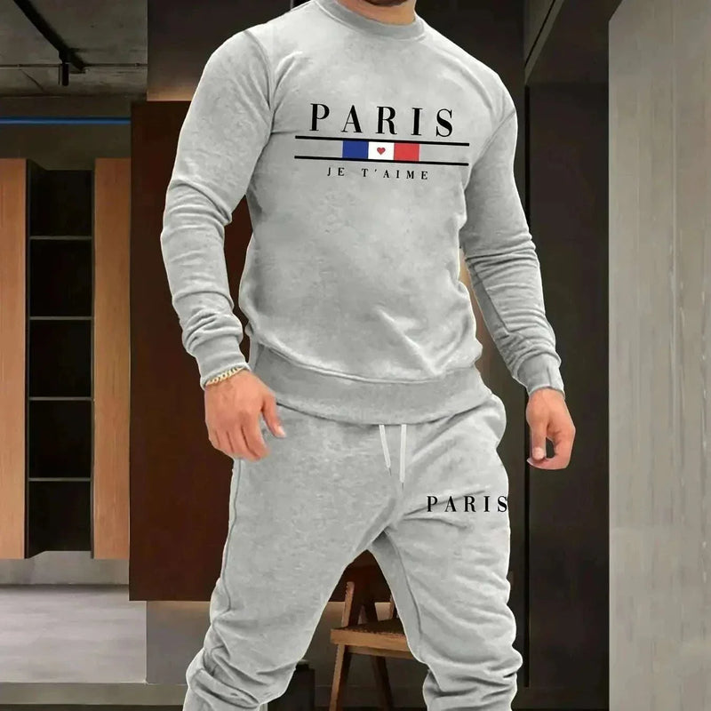 Men's Sports Set - Paris Long-sleeved 3D Printing Design - Casuai Sets, just primes