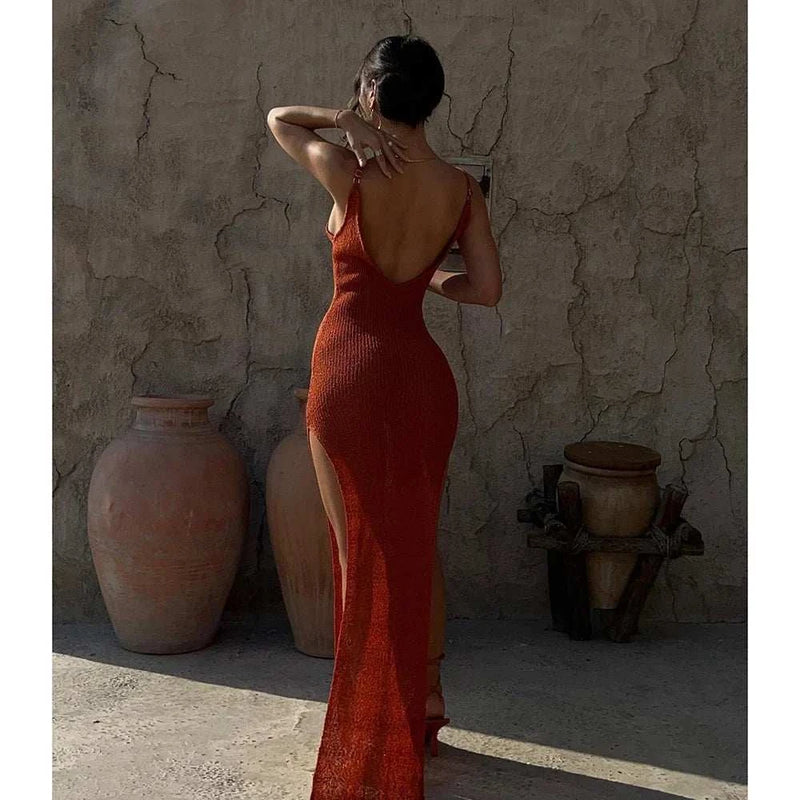 bodycon dress - 2024 Kintted Cover Up Beach Maxi Slit Elegance! Shop - just primes