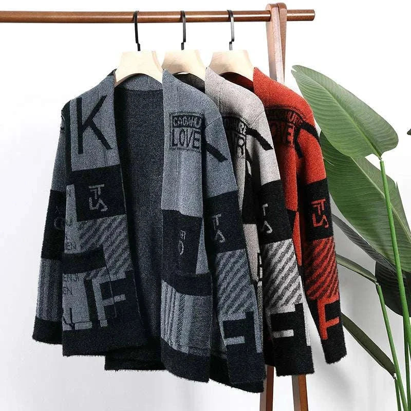 Cardigan Sweater Homme - Korean Fashion Knitted Coat Top - Cardigans, Just primes