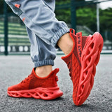 Fashion Blade Running Shoes Men Knitting Breathable Men's Jogging Shoes Light Non-slip Training Shoes Man Outdoor Red Sneakers