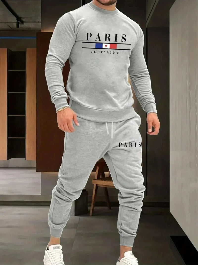 Men's Sports Set - Paris Long-sleeved 3D Printing Design - Casuai Sets, just primes