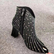 Ankle Boots - Rhinestone Style & Side Zip, Shine Short Botas - Boots, just primes