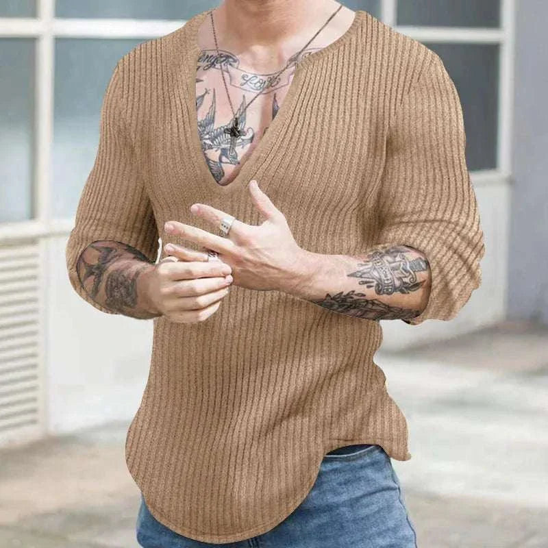 Men's V Neck T Shirts - Autumn Winter Fashion Sweaters and Pullovers, Just Primes