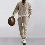 Mens Long Sleeve Set - Quick Dry Hawaiian Jacquard Knit Men Top+Pants, just primes