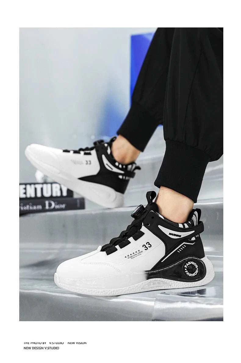 Mens Sneakers with Rotating Buckle Comfy Non Slip Lace up Durable Shoes for Mens Outdoor Activities