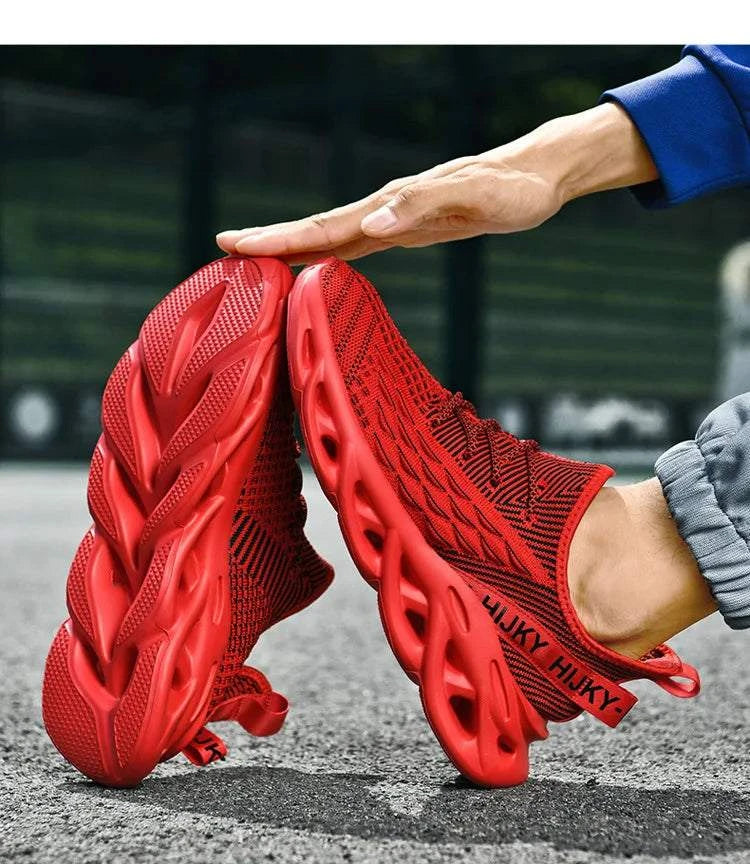 Fashion Blade Running Shoes Men Knitting Breathable Men's Jogging Shoes Light Non-slip Training Shoes Man Outdoor Red Sneakers