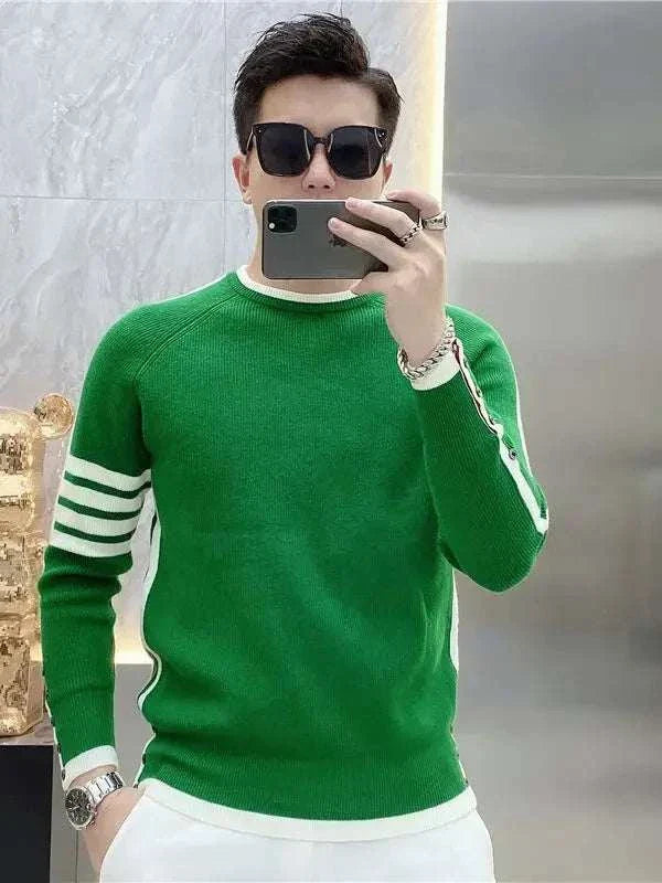 Pullover Sweater for Men - Stylish Striped Knit Top Men's Pullovers, Just Primes