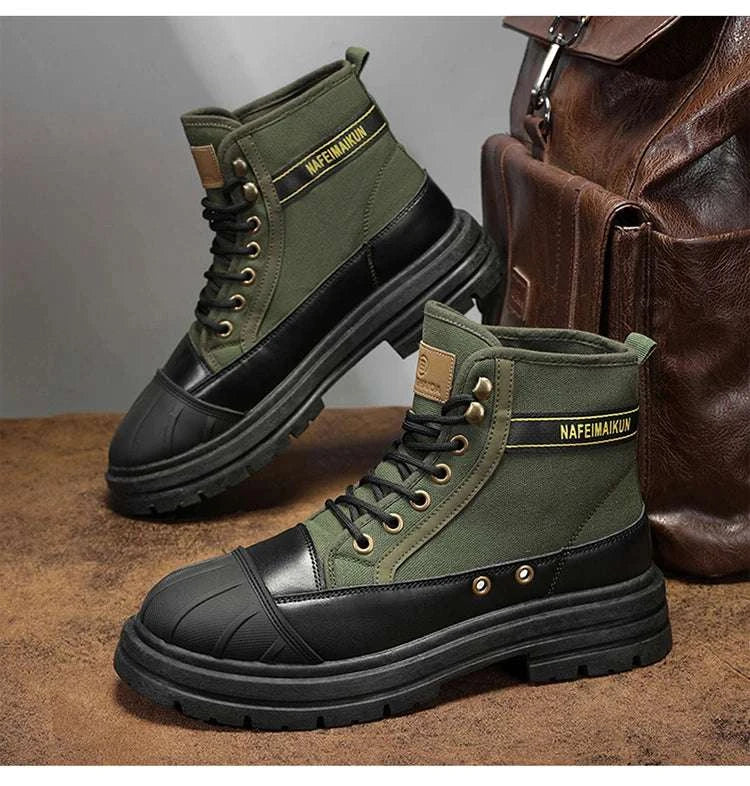 Canvas Shoes Men 2024 new summer High top labor protection wear resistant boots Breathable work site work boots