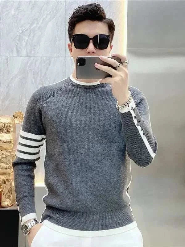 Pullover Sweater for Men - Stylish Striped Knit Top Men's Pullovers, Just Primes