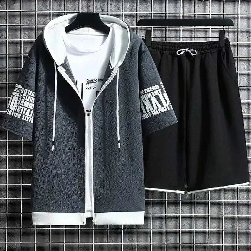 Mens Casual Hoodies Summer Sports Suit 2-piece Set Men's Sports Suit, just primes