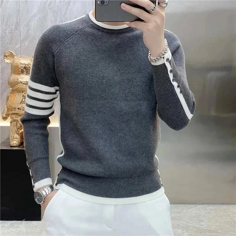 Pullover Sweater for Men - Stylish Striped Knit Top Men's Pullovers, Just Primes