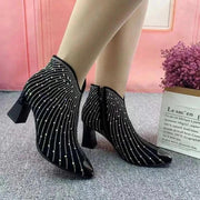 Ankle Boots - Rhinestone Style & Side Zip, Shine Short Botas - Boots, just primes