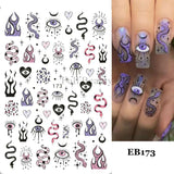 Halloween nails with 5D embossed stickers featuring ghost, pumpkin, and skull art designs for spooky nail decor.