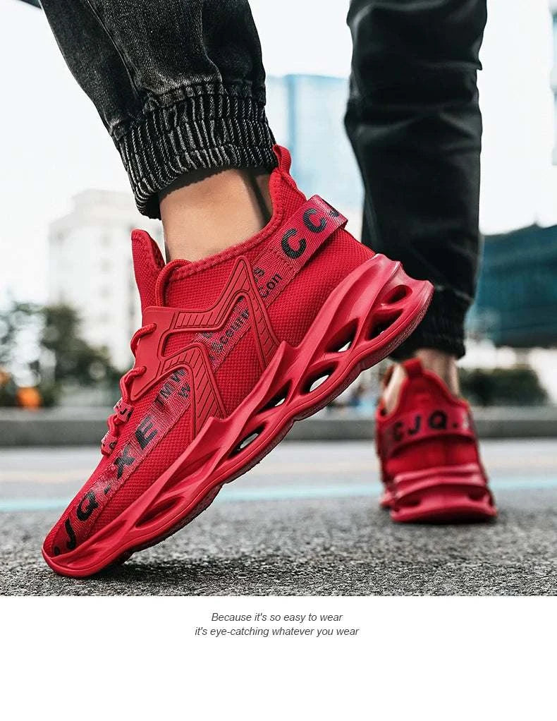 Running Shoes Sneakers Men Mesh Breathable Fashion Lightweight Mens Casual White Shoes Big Size 46 Tenis Gym Shoes Red Sneakers