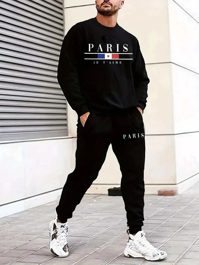 Men's Sports Set - Paris Long-sleeved 3D Printing Design - Casuai Sets, just primes