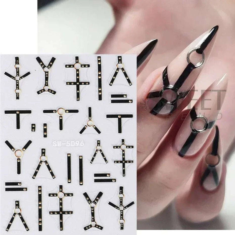 Halloween Nails 5D Skeleton Hand Art Stickers Decoration Tools designs