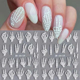  Halloween Nails 5D Skeleton Hand Art Stickers Decoration Tools designs