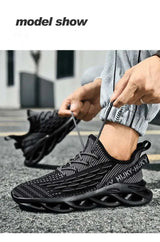 Fashion Blade Running Shoes Men Knitting Breathable Men's Jogging Shoes Light Non-slip Training Shoes Man Outdoor Red Sneakers