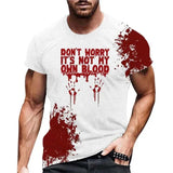 Funny Halloween T-shirt for men with blood print design, perfect for 2024 parties.