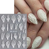 Halloween Nails 5D Skeleton Hand Art Stickers Decoration Tools designs