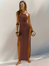 Beach Cover Up Dresses - 2024 Kintted Maxi Halter Dress, Bodycon Dress, just primes