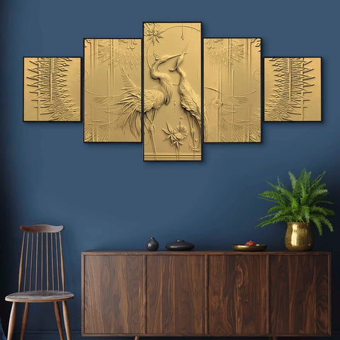 Set Of Five Framed Digital Wall Painting - Gorgeous Wall Painting