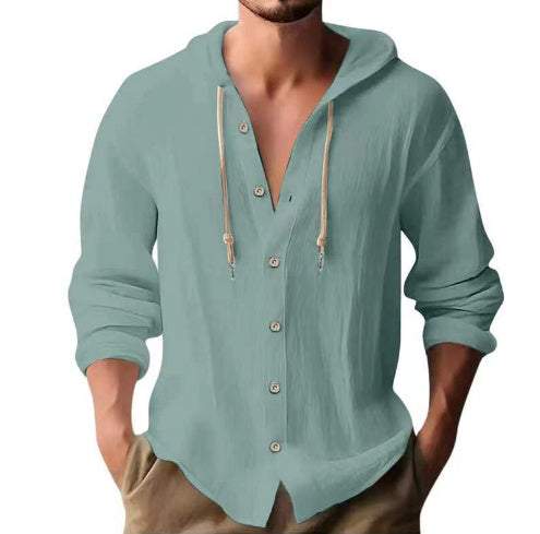 Comfortable Cotton Linen hooded ShirtShirtsJust Primes