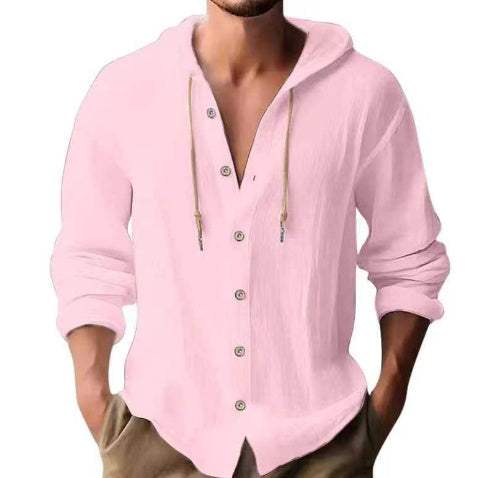 Comfortable Cotton Linen hooded ShirtShirtsJust Primes