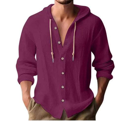 Comfortable Cotton Linen hooded ShirtShirtsJust Primes