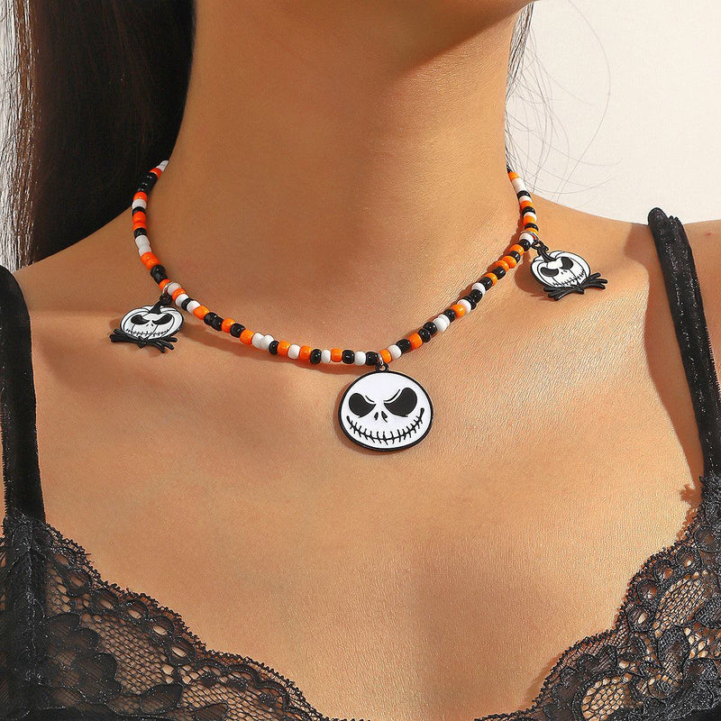 Skull jewellery: Festive Halloween Bat, Ghost, Skull Pendant Necklace