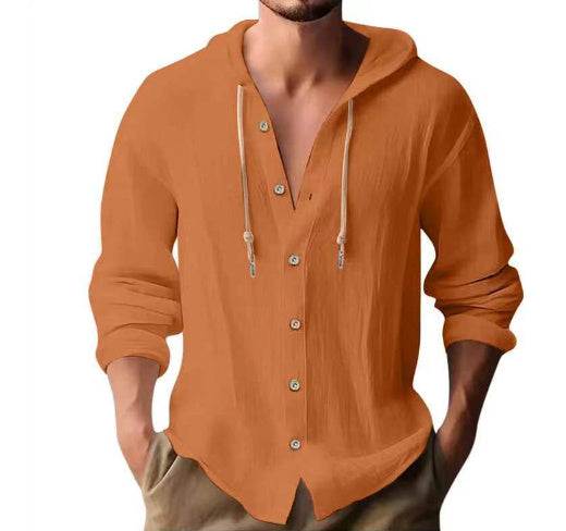 Comfortable Cotton Linen hooded ShirtShirtsJust Primes