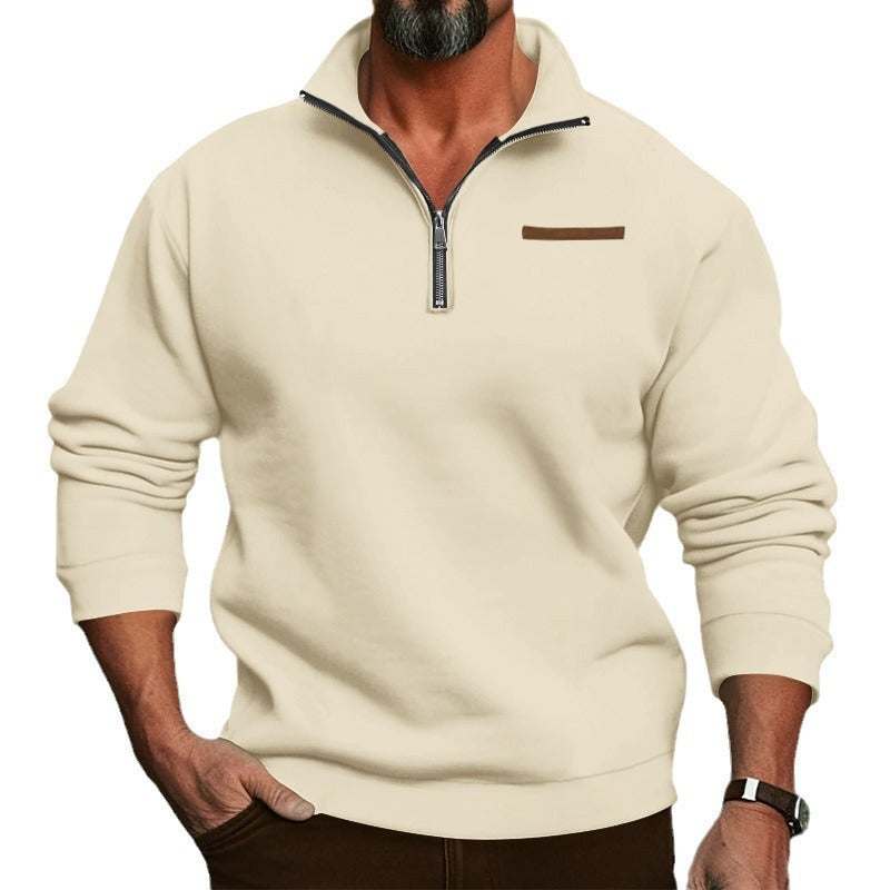 Mens Sweater: Half-Zip Stand Collar Mens Warm & Cozy cardigan sweater, Just Primes