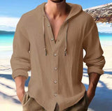 Comfortable Cotton Linen hooded ShirtShirtsJust Primes