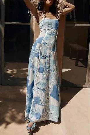 Blue Patchwork Maxi Dress - Bohemian ChicdressJust Primes